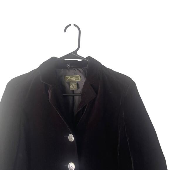 Eddie Bauer Women's Size Small Black Velvet Witchy Grunge Button Blazer - Picture 2 of 7